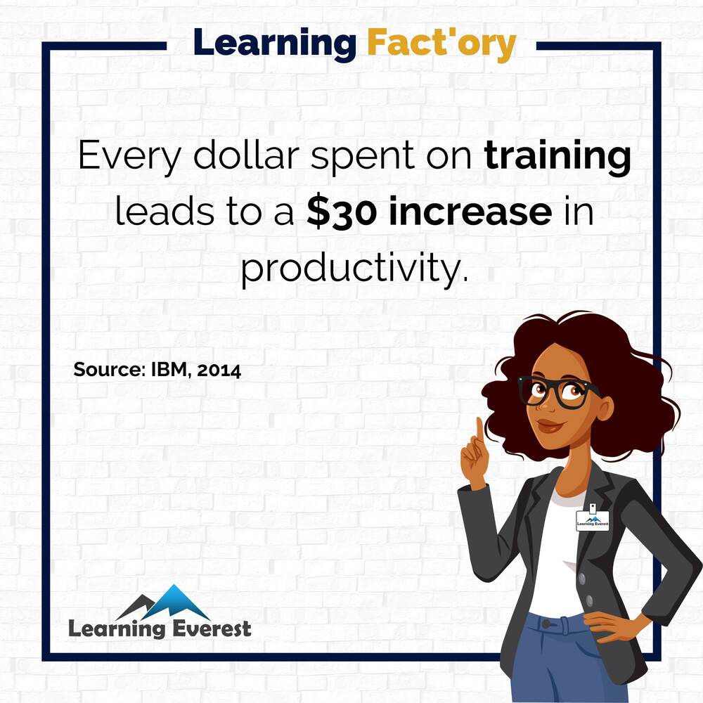 Every dollar spent on training leads to a -30 increase in productivity.